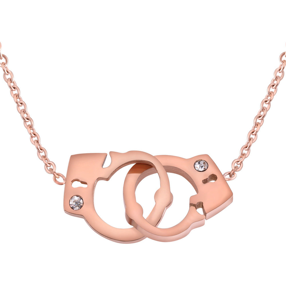 Women's Titanium Steel Simple Fashion Handcuffs Suit Interlocking Necklaces