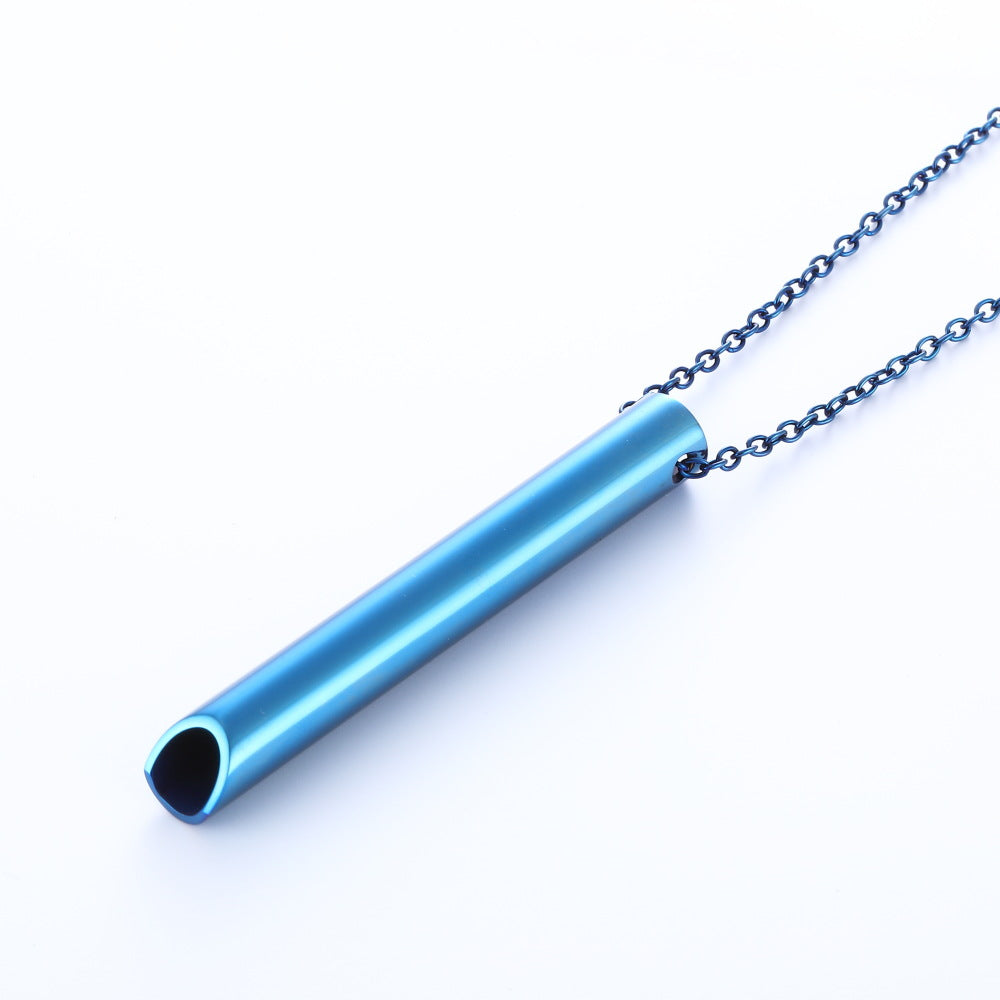 Hertz Meditation Whistle Stainless Steel Vacuum Regulate Breath Necklaces