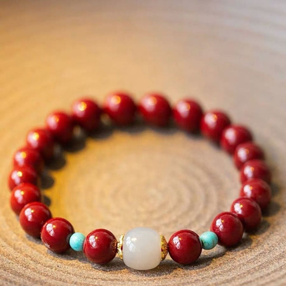 Women's Gold Sand Cinnabar Lucky Beads Life Bracelets