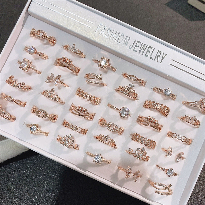 Style Simple Geometric Zircon Gold-plated Color Retaining Fine Circle Ring