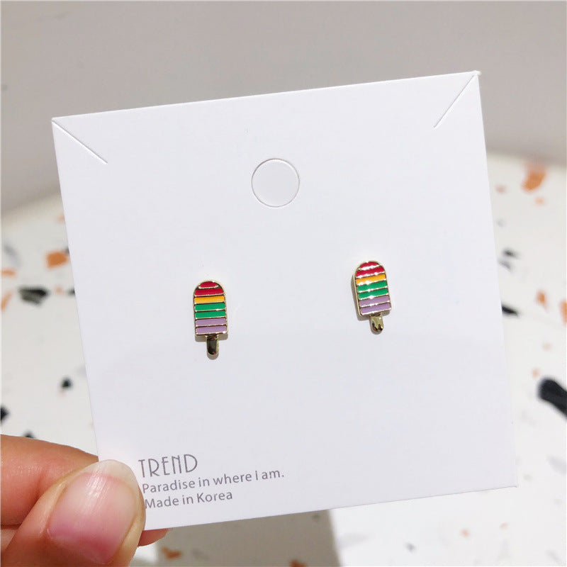 Women's Sterling Sier Hamburger Fries Cute Colored Earrings