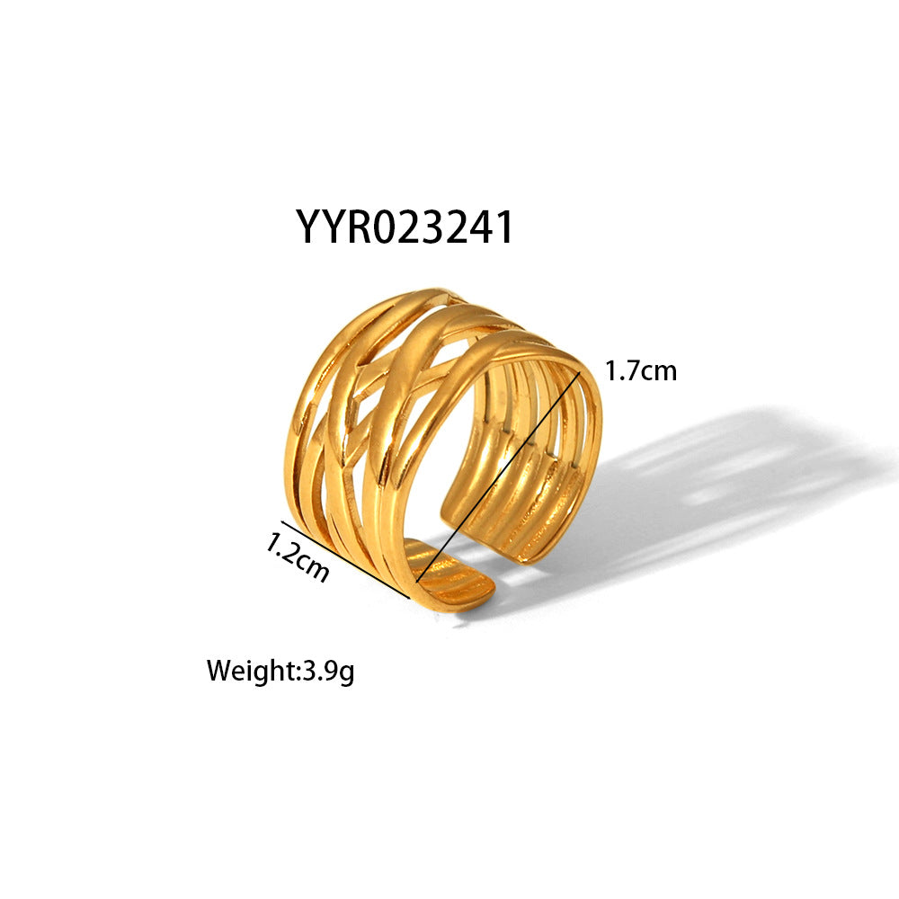 Personalized Golden Trendy Line High Profile Fashion Rings
