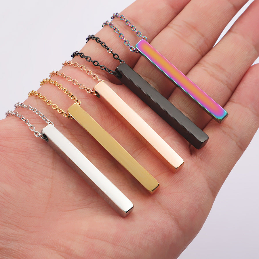 Stainless Steel Three-dimensional Strip Can Carve Writing Necklaces