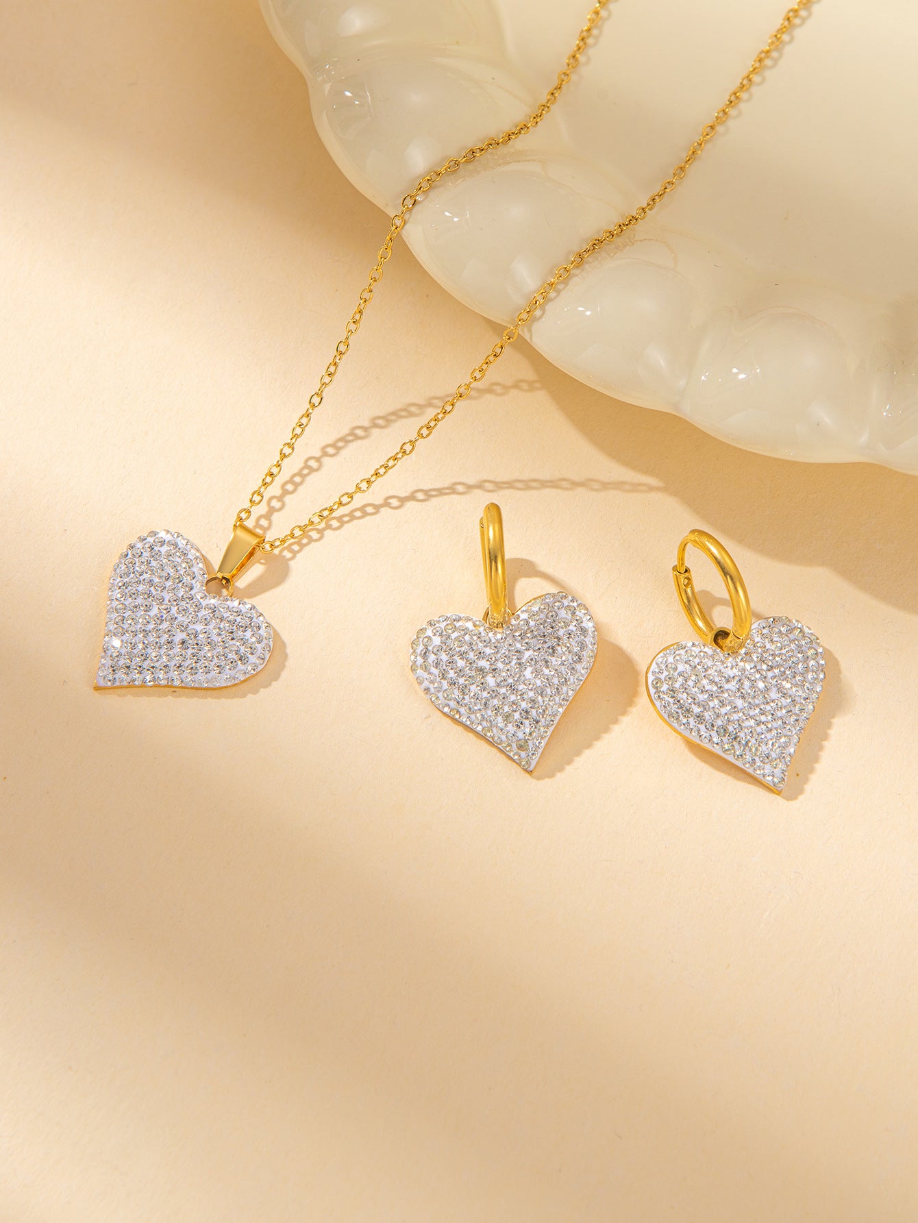 Women's Female With Hearts Zircon Light Luxury Design Earrings