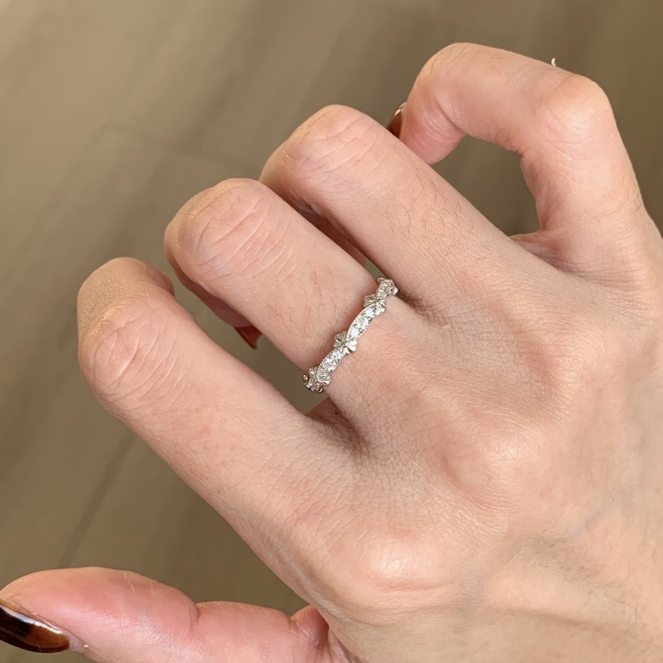 Women's Lace Small Row Diamond Style High Ring