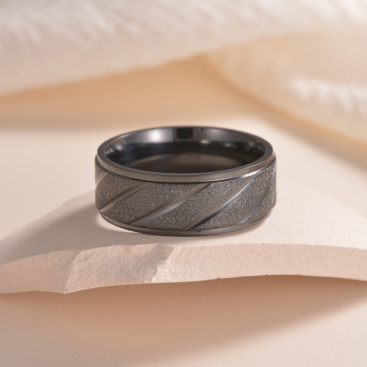 Men's Titanium Steel Ornament Outdoor Wedding Sand Rings