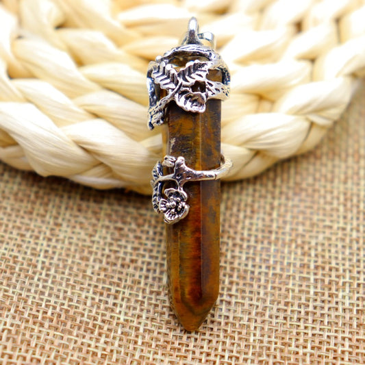 Stone Bullet Crystal Single Pointed Hexagon Pendants