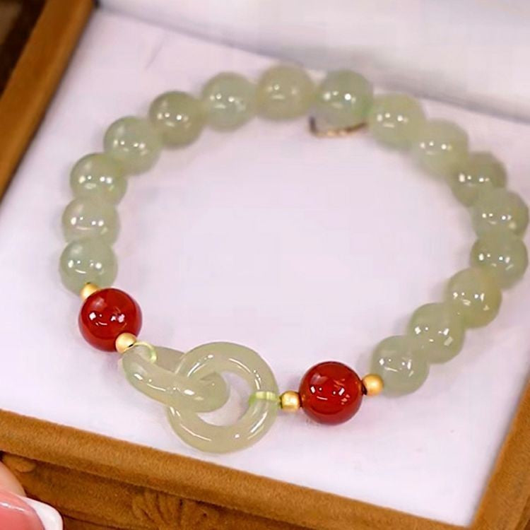 Interlocking Jade Red Agate Chinese Style Simple Bracelets