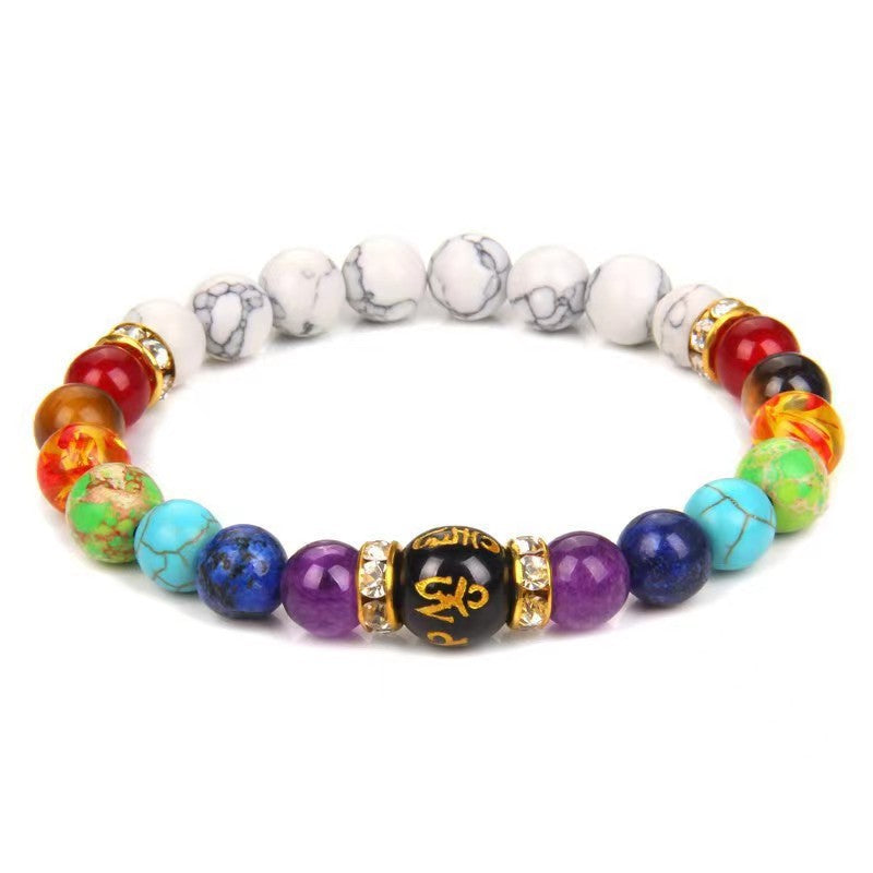 Women's Volcanic Stone Colorful Yoga Energy Six Bracelets