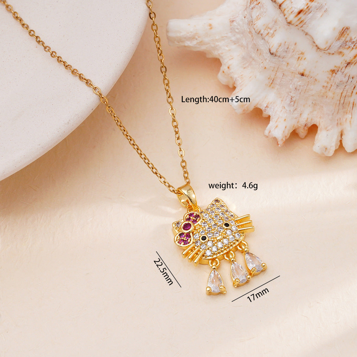 Design Cat Micro Inlaid Zircon Gold-plated Copper Jewelry Necklaces