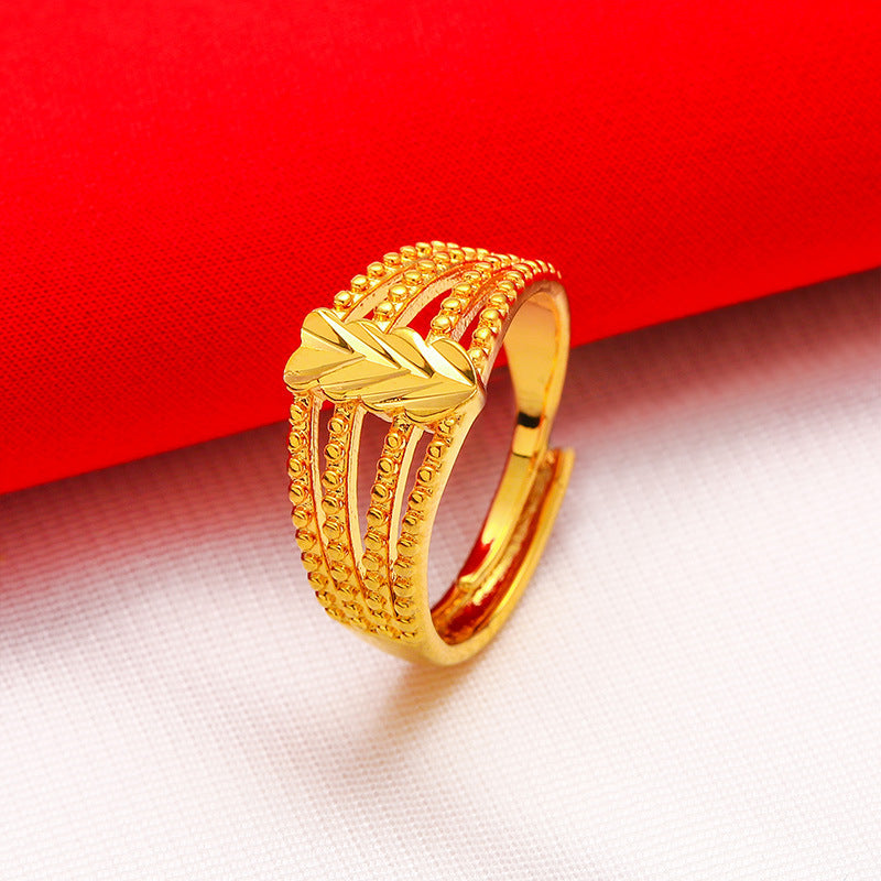 Women's Fashion Carven Design Brass Gold Plated Rings