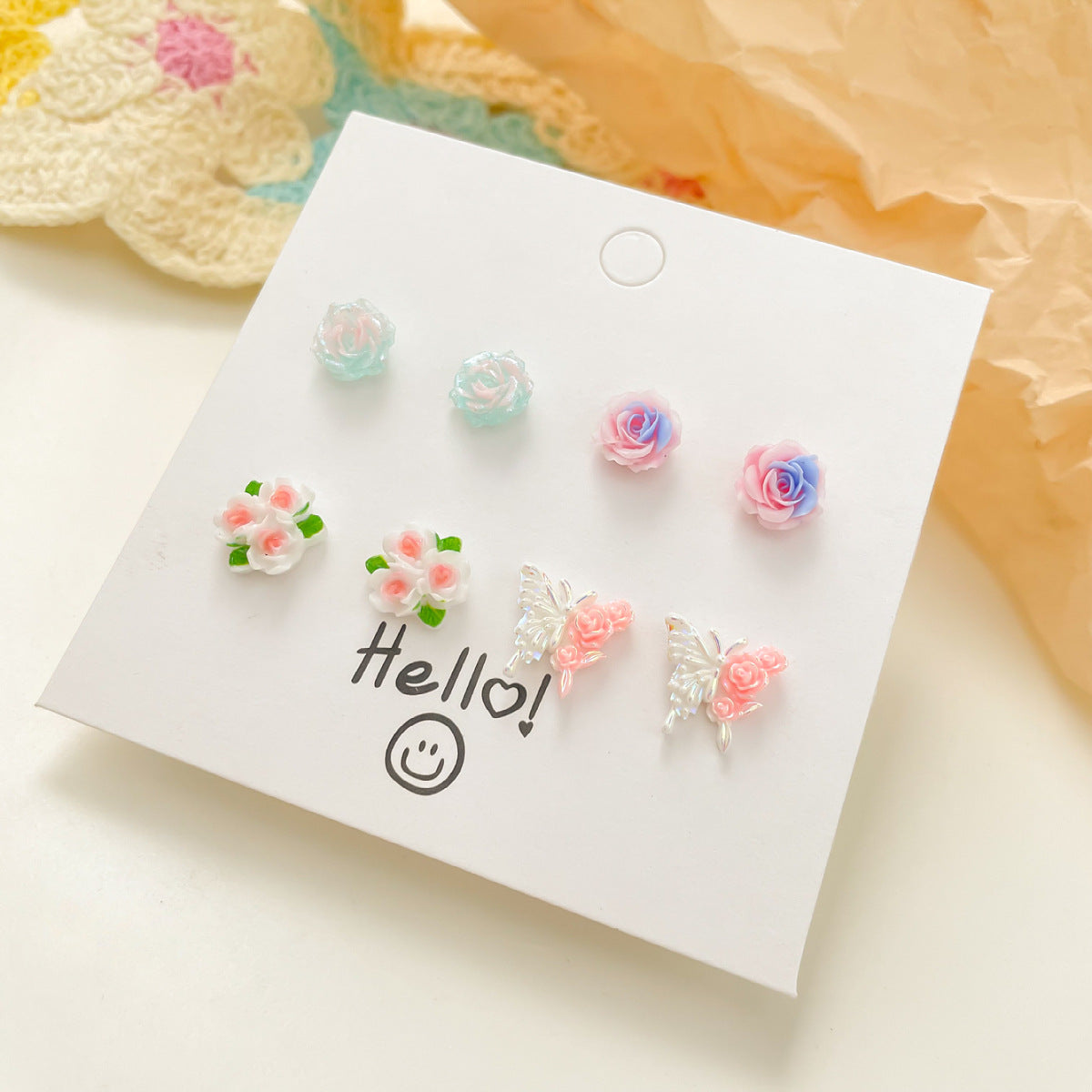Fresh Macaron Colorful Camellia Simple Beanie Female Earrings