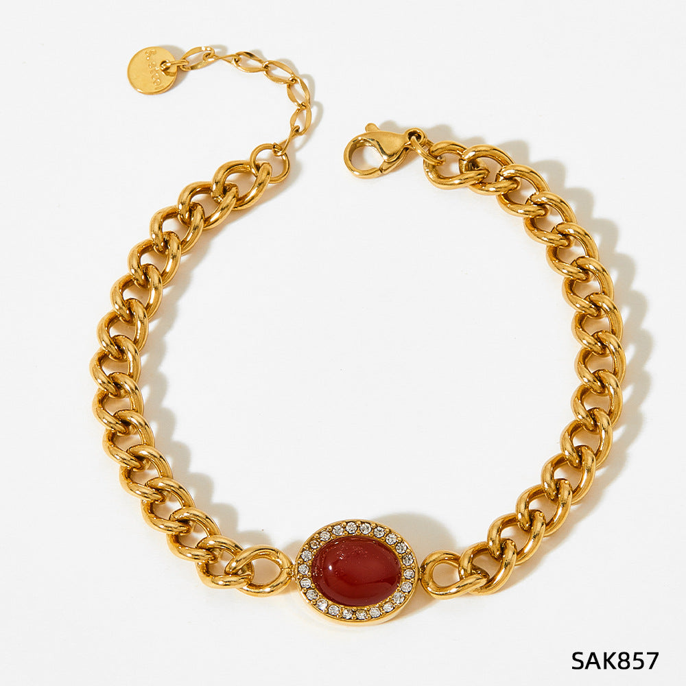 Shadow Full Diamond Geometric Ellipse Agate Bracelets