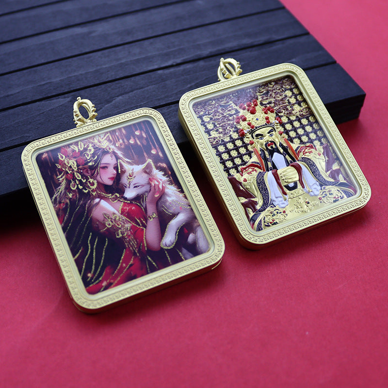 Three-dimensional Five-master Hand Painted Golden Outline Black Gold Pendants