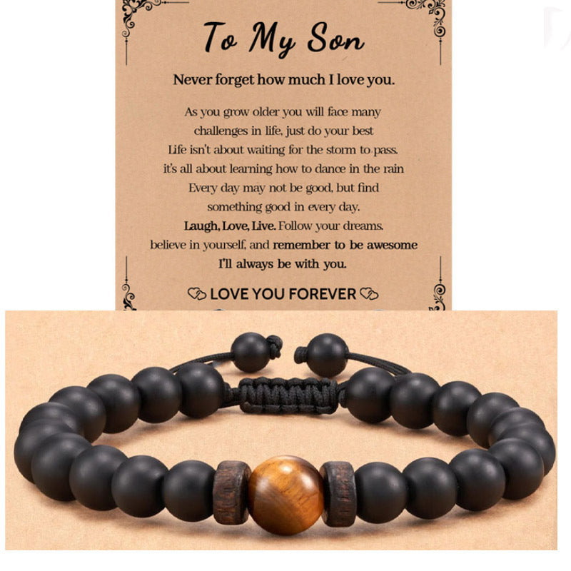 Men's Obsidian Frosted Woven Football Fashion Tigereye Volcanic Bracelets