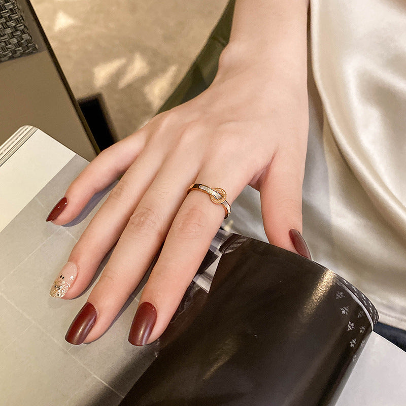 Women's Round Natural White Shell Mother Rose Rings