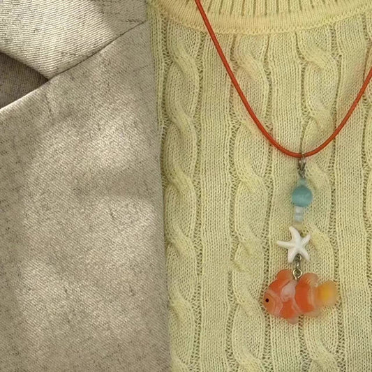 Blue Small Fish Marine Life Beaded Necklaces