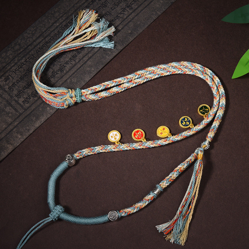 Wealth Rope Tibet Beads Painted Braided Vintage Necklaces