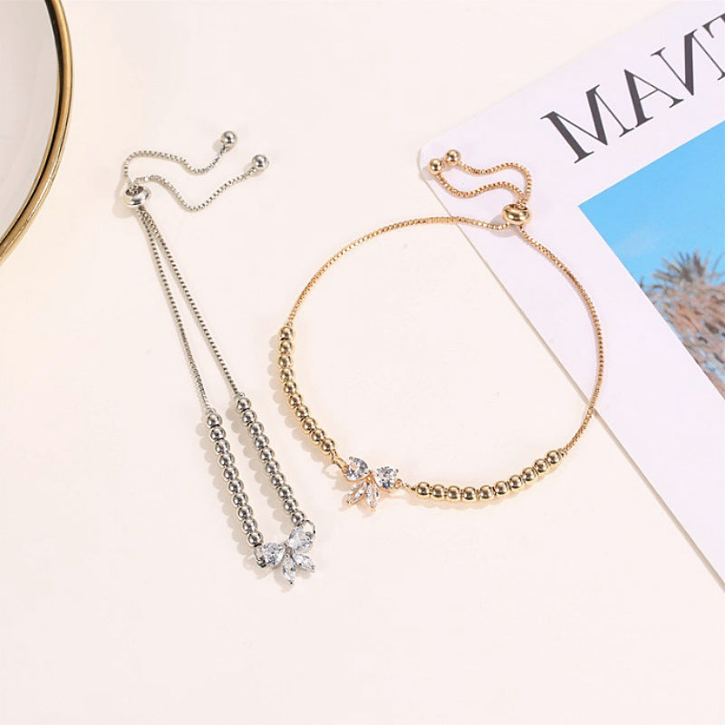 Women's Inlaid Zircon Bow Watch Accessories Beaded Bracelets