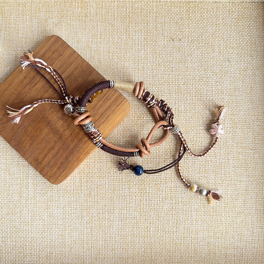 Ceramic Beaded Braided Rope Ethnic Style Bracelets