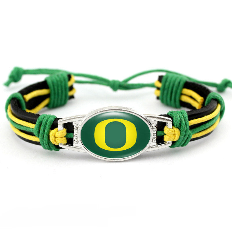 College Team Cowhide Woven Georgian Bulldog Bracelets