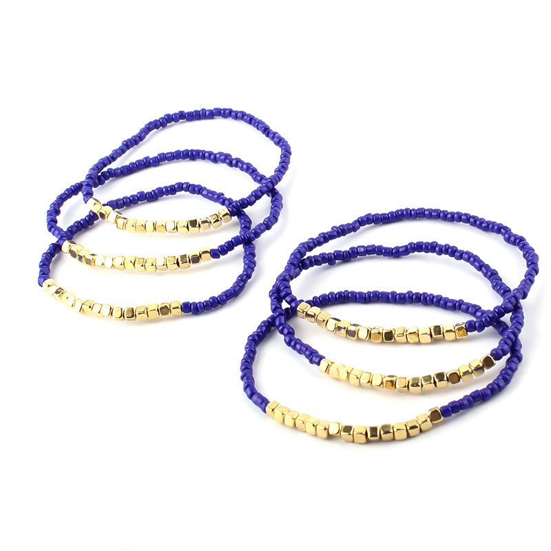 Suit Adjustable Gold Square Spacer Beads Bracelets