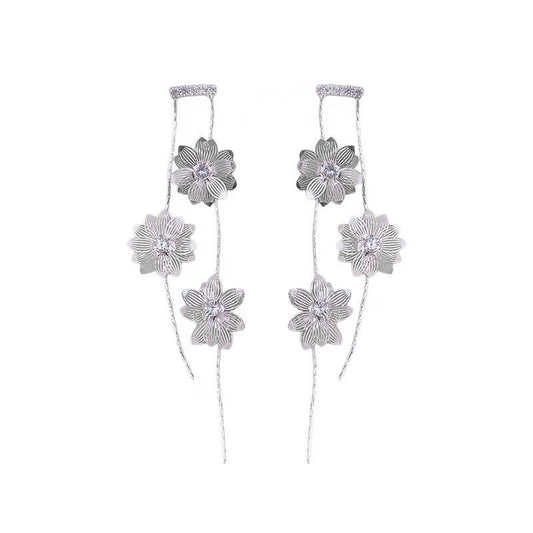 Women's Tassel Flowers High-grade Light Luxury Minority Earrings