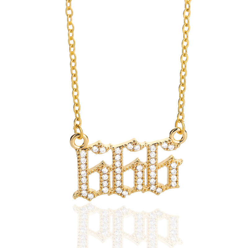 Women's & Men's Digital Angel Zircon Couple Ancient English Necklaces