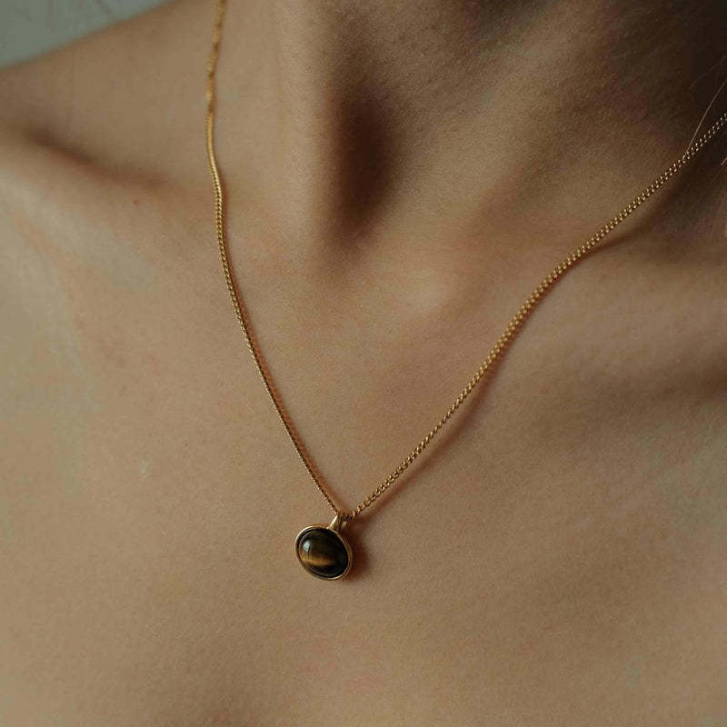 Oval Static Luxury Style Agate French Simplicity Necklaces