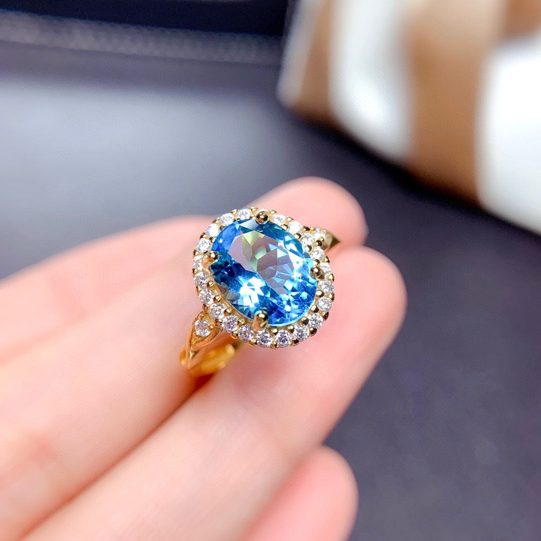 Broadcast Colored Gems Ornament Imitation Natural Topaz Rings