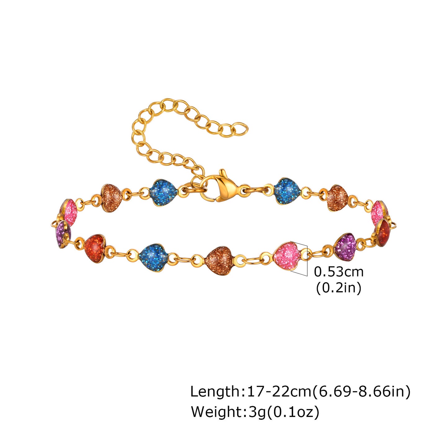 Women's Stainless Steel Drop White Oil Heart-shaped Flower Cherry Color Bracelet