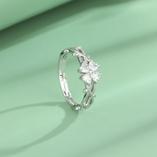 Zircon Clover Super Flash Love Index Rings
