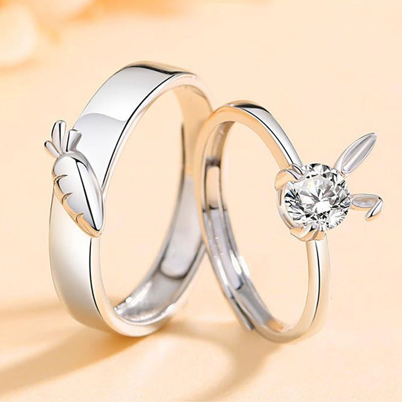 Women's & Men's Couple Pair Of Design High-grade Radish Rabbit Valentine's Rings