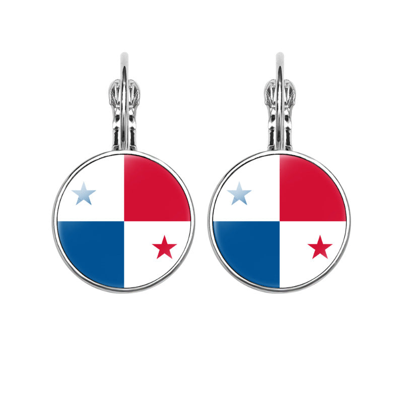 Women's National Flag Pattern Time Stone Eardrops Earrings