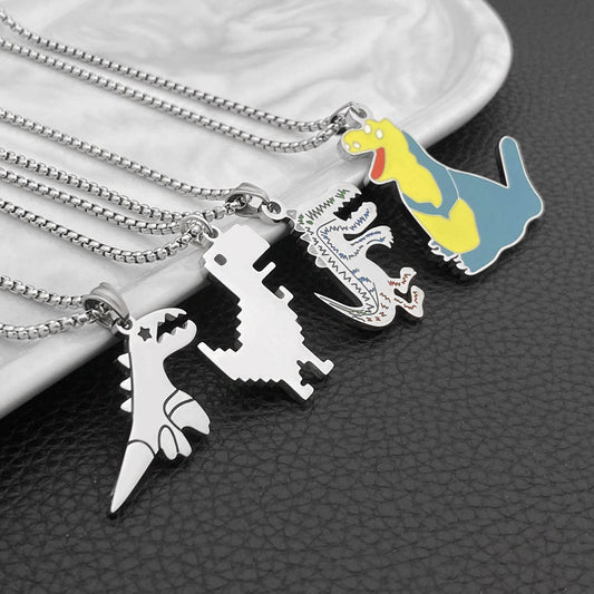Women's & Men's Fashion Dinosaur Titanium Steel Personality Tyrannosaurus Street Disco Pendants