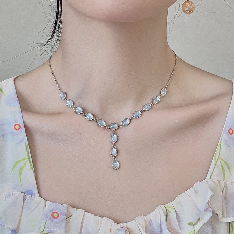 Oval Beads Pearl Three-piece Set Light Necklaces