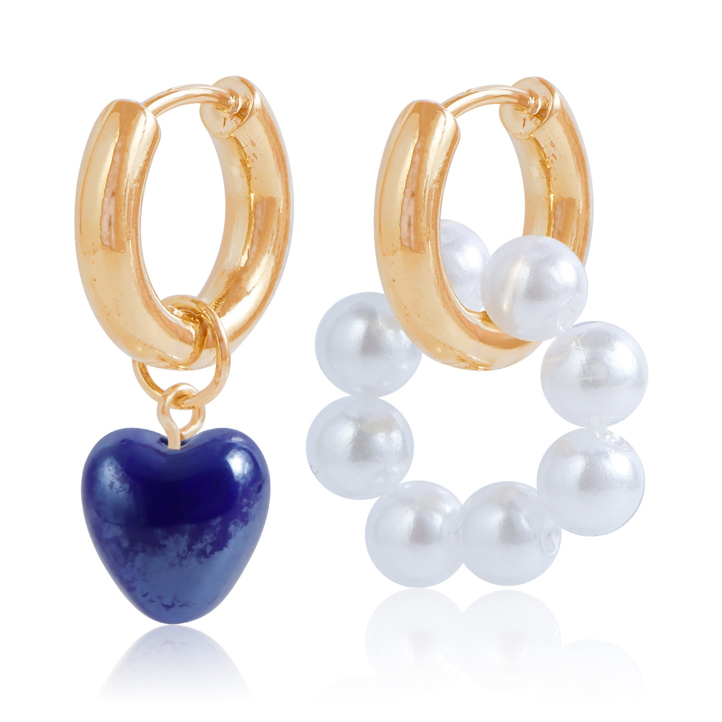 Imitation Pearl Beaded Female Asymmetric Love Earrings