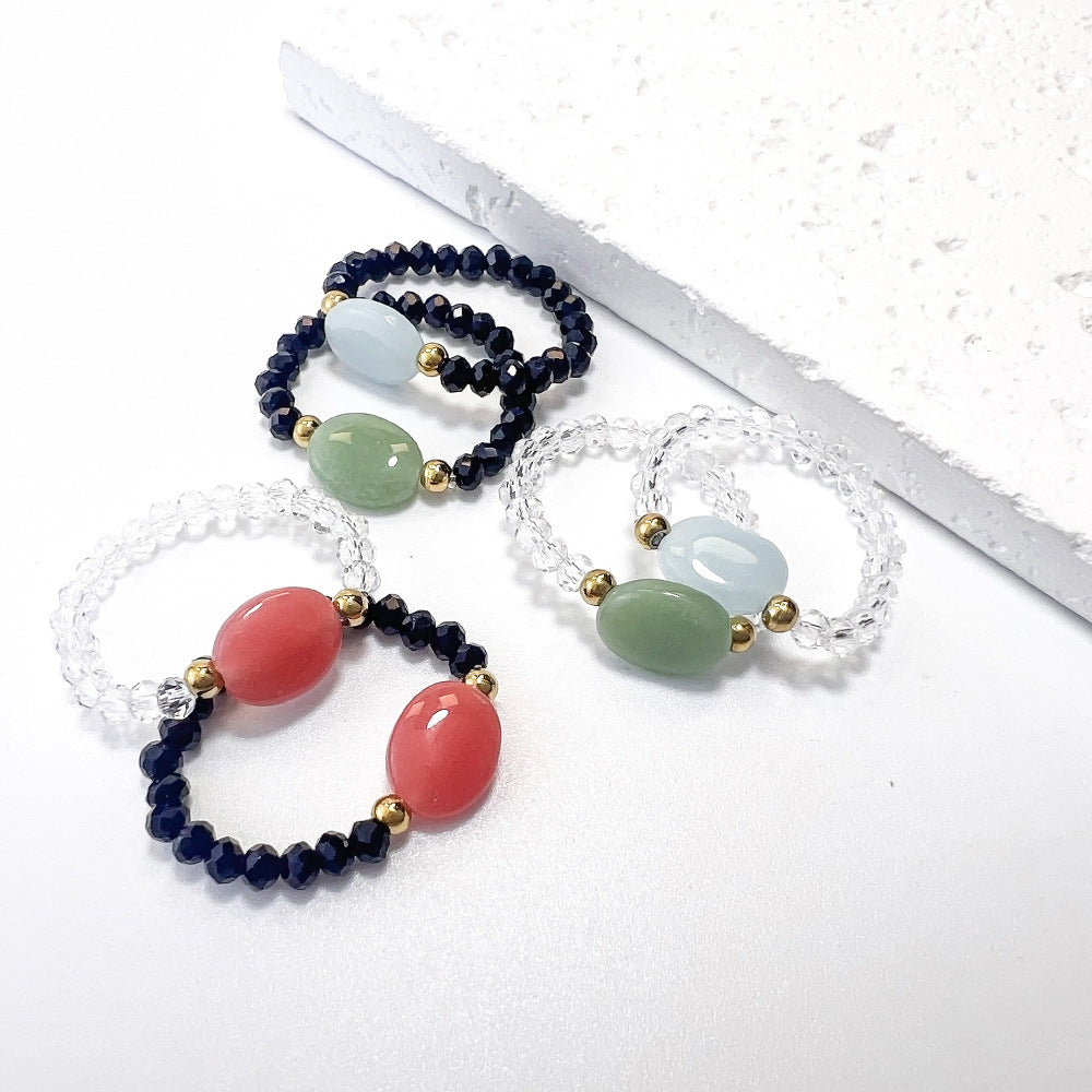 Cute Colored Glaze Luminous Glow Beaded Rings