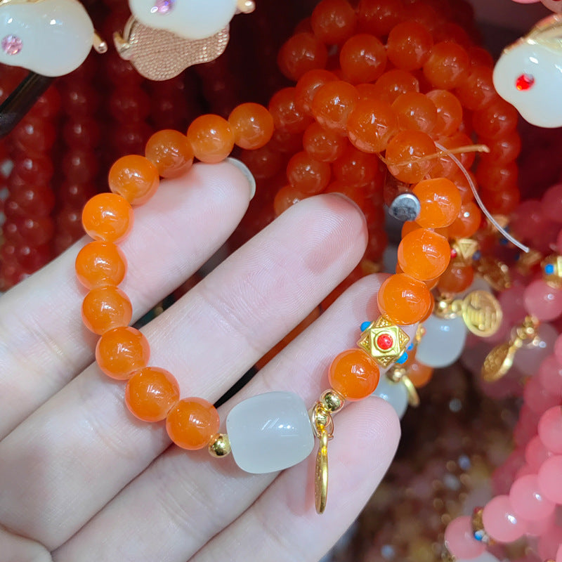 Fu Character Stall Live Gift Imitation White Jade Bracelets