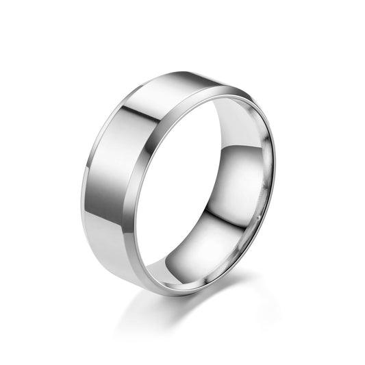 Steel Titanium Ornament Simple Glossy Mirror Rings