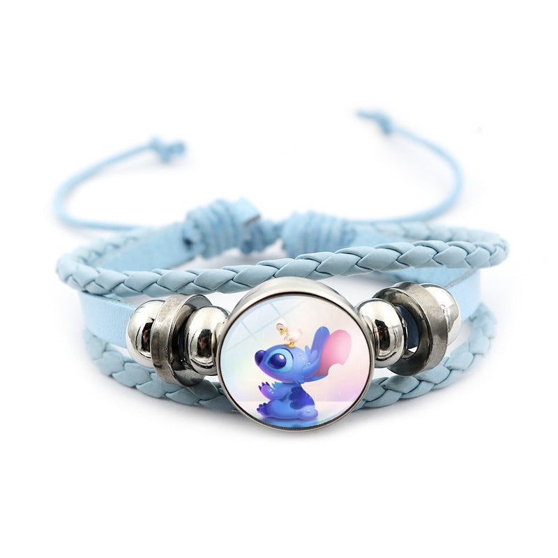 Men's Star Stitch Leather Cartoon Blue Woven Bracelets