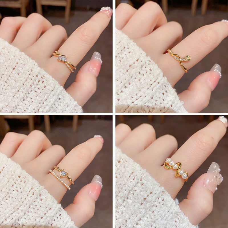High-grade Open Female Trendy Cold Simple Rings
