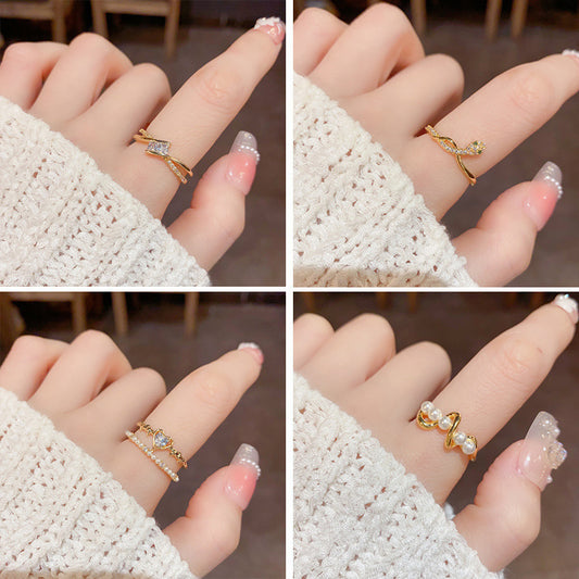 High-grade Open Female Trendy Cold Simple Rings