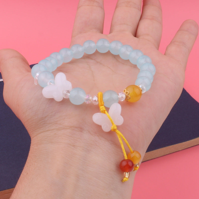 Candy Color Butterfly Beaded Female Imitation Bracelet