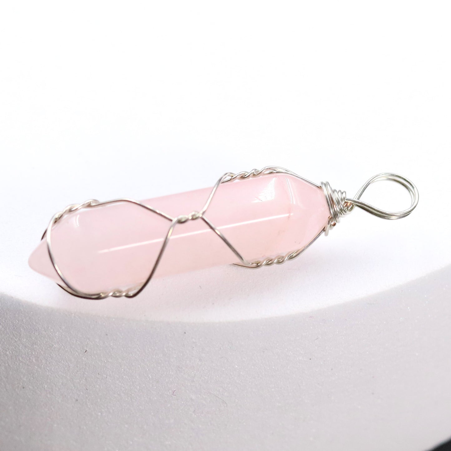 Pink Crystal Winding Hexagon Prism Handmade Pendants