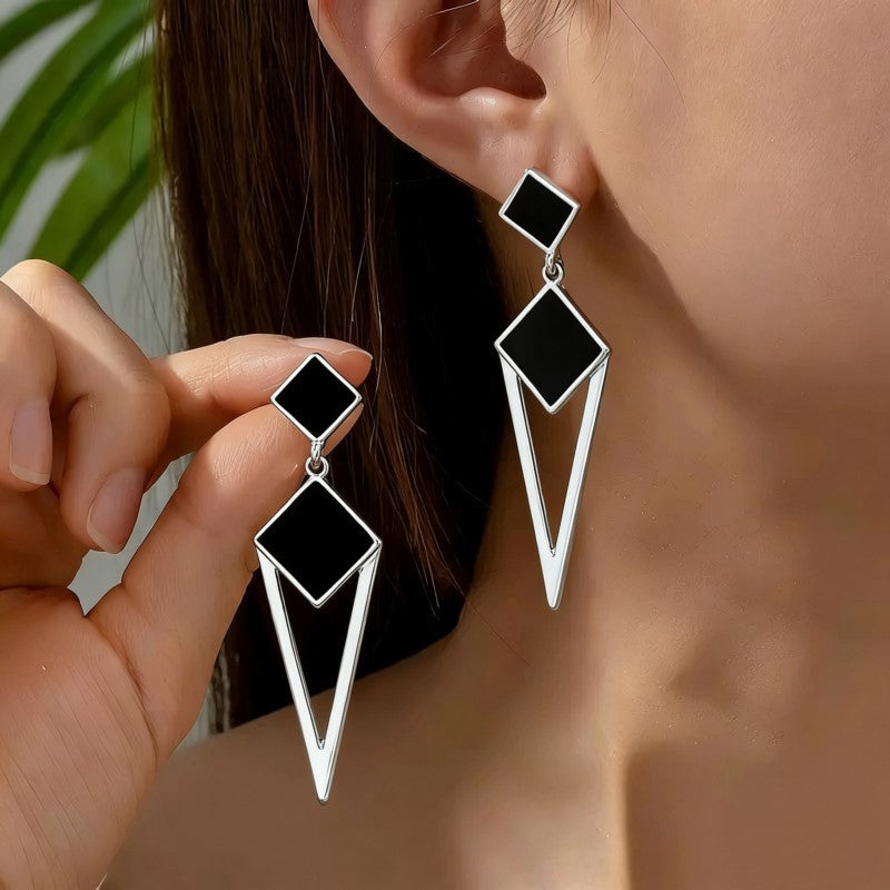 Women's Diamond Trendy Temperamental Long Eardrops Simple Stud Earrings
