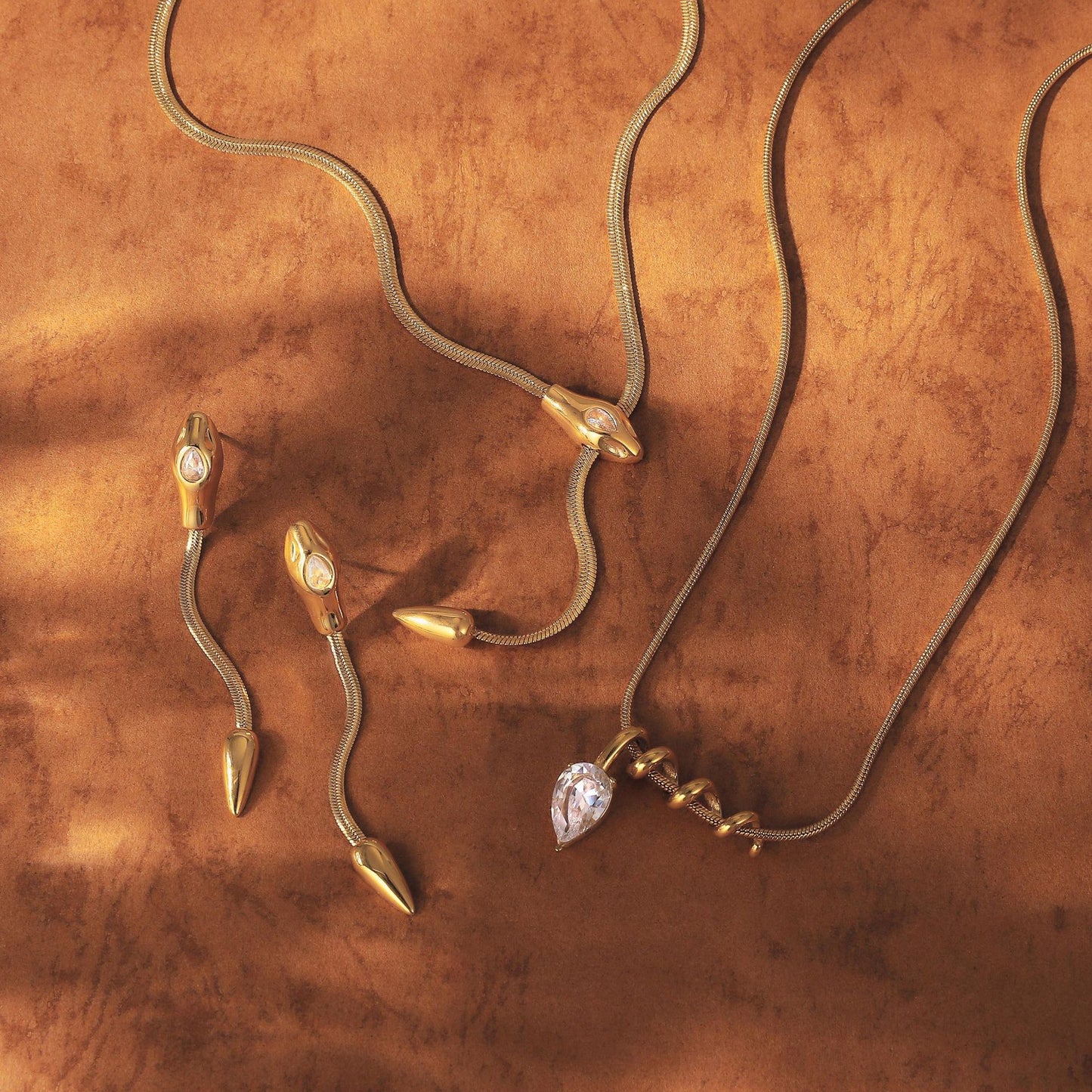 Ding Stainless Steel Snake Light Luxury Minority Zircon Clavicle Necklaces