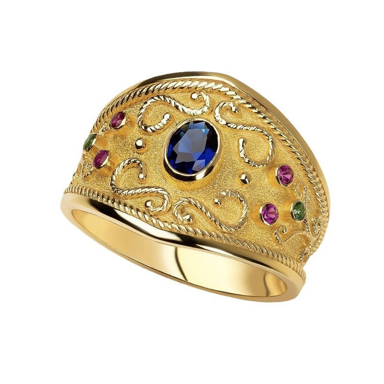 Vintage Gemstone Palace Style Medieval Nobility Rings