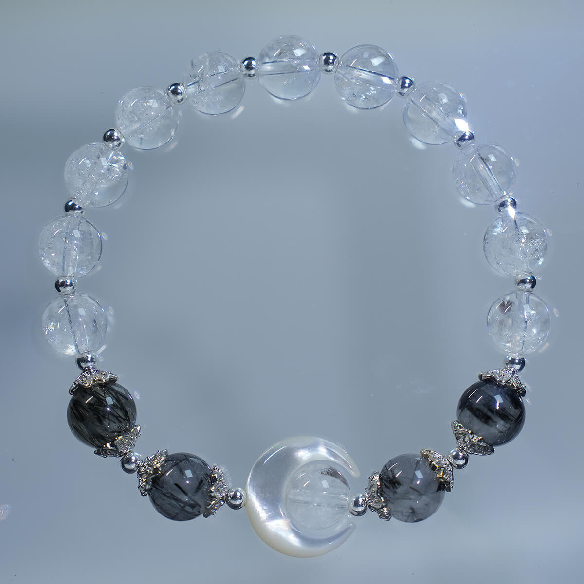 Love Crystal Natural Sier Stone Black Bracelets