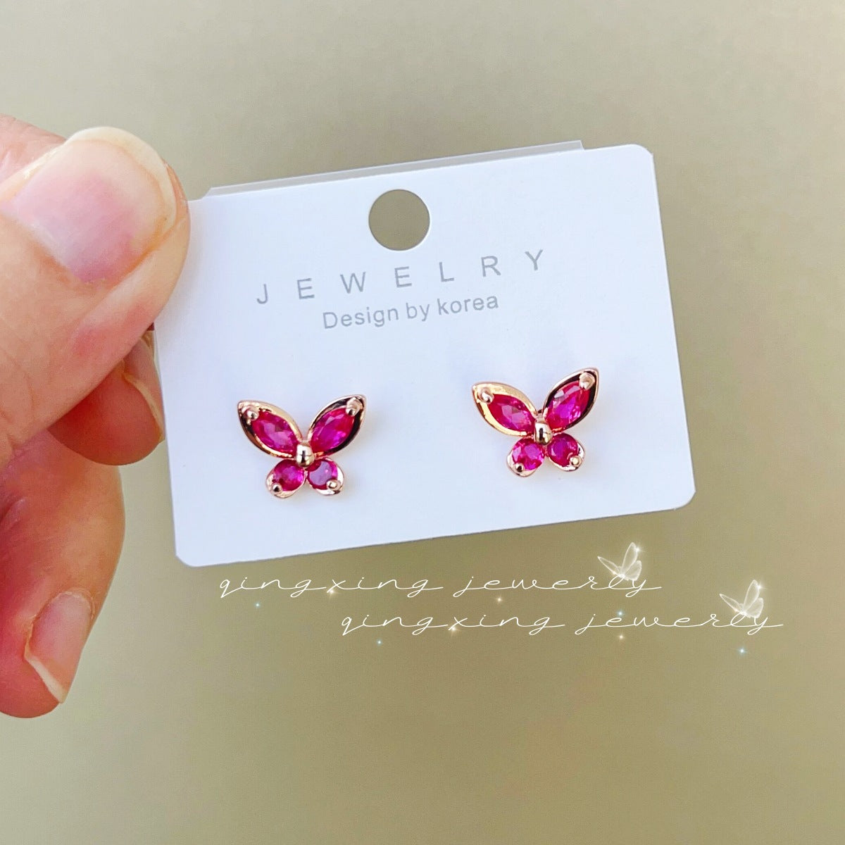 Butterfly Petite Niche Design Purple Korean Earrings